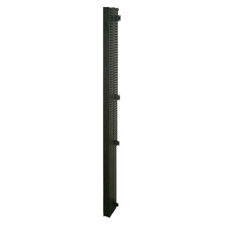 QUEST MFG 2-Post Rack Vertical Cable Manager Duct with Cover, 70 Cables per Side, 6', Black VR-07-140